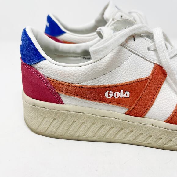 Gola Womens US 6 Grandslam Trident Sneaker White Hot Coral Marine Blue Lace Up - Picture 2 of 12